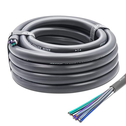 Recoil 20-Feet 9-Conductor Speaker Cable, 16AWG Pure OFC, Ultra-Flex and Easy Peel Jacket, 4-Channel Speaker Wire and Remote Wire