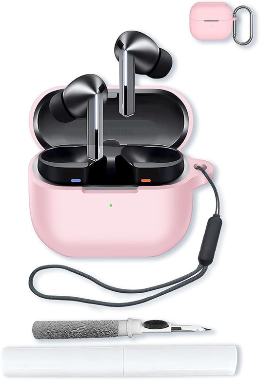 generic Compatible with SAMSUNG Galaxy Buds 3 case,for Galaxy Buds 3 pro Soft Silicone Case Cover with Keychain,Cleaning Kit and Lanyard,Shockproof,for Galaxy Buds 3/pro (2024) Accessories-Pink