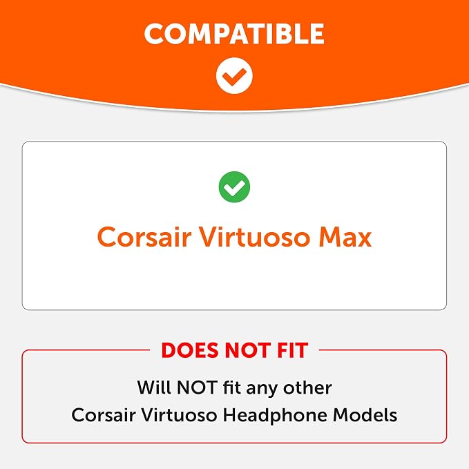 WC Freeze V2 Virtuoso Max - Cooling Gel Earpads for Corsair Virtuoso Max by Wicked Cushions | Extreme Comfort, New Freeze V2 Cooling Fabric, Extra Thick | Silver