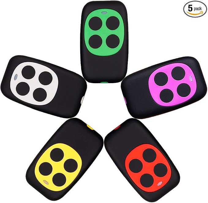 Universal Garage Door Opener Remote Universal Gate Opener Remote Cloning Homelink Programmable Learning Key Fob 4-Buttons Multi Frequency 280MHZ-868MHZ (5, White, Red, Green, Yellow, Purple)