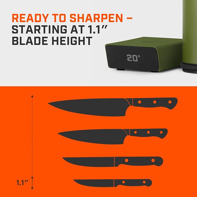 TUMBLER Pro Rolling Knife Sharpener™ - Knife Sharpening Made Easy - Rolling Knife Sharpening Kit with Removable Disc System - Includes 4-Layer Diamond Sharpening Disc & EdgeBoost Ceramic Disc (Green)