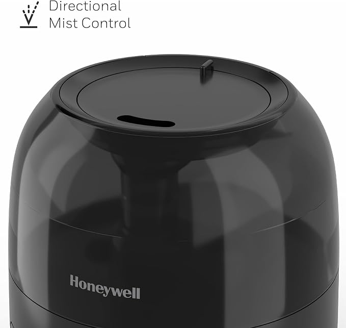 Honeywell Small Compact Ultrasonic Mini Cool Mist Humidifier with Adjustable Mist Control and Essential Oil Tray for Indoor Humidity, Black