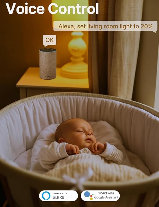 MOES 3 Way Smart Star Ring Dimmer Switch, 2.4GHz WiFi Dimmable Light Switch,Neutral Wire Required, Smart Life APP Remote Control, Works with Alexa & Google Assistant, Timer & Schedule White 1 Gang