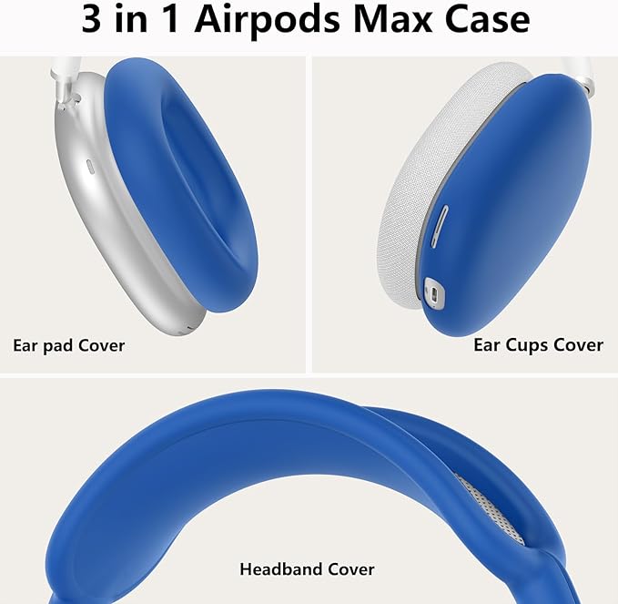 Silicone Case Cover for AirPods Max Headphones, Ear Pad Case Cover/Ear Cups Cover/Headband Cover for AirPods Max 2/1 (2026/2024/2020)(USB-C/Lightning), Accessories for Apple AirPods Max 2, Cobalt Blue