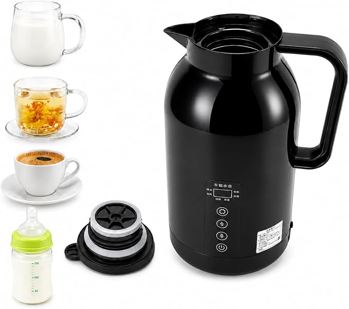 12-24V 1300ML Car Electric Kettle, Portable Hot Water Bottle Stainless Steel Cigarette Lighter for Travel for Coffee Tea