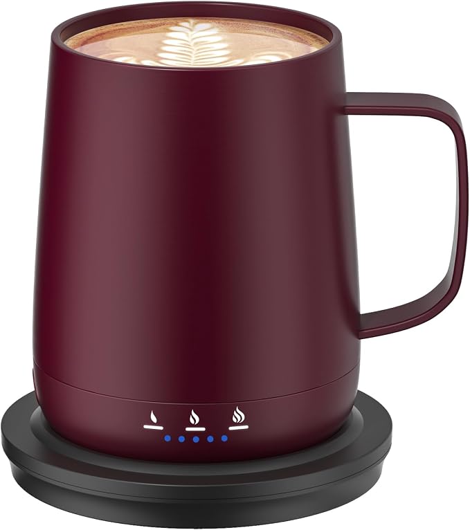 Smart Self Heating Coffee Mug,14oz Temperature Control Coffee Mug,Hot up to 150°F,Rechargeable Heated Coffee Mug,Up to 6H Battery Life,Coffee Cup Warmer,Great Gift for Coffee Lovers,Dad,Mom (Claret)