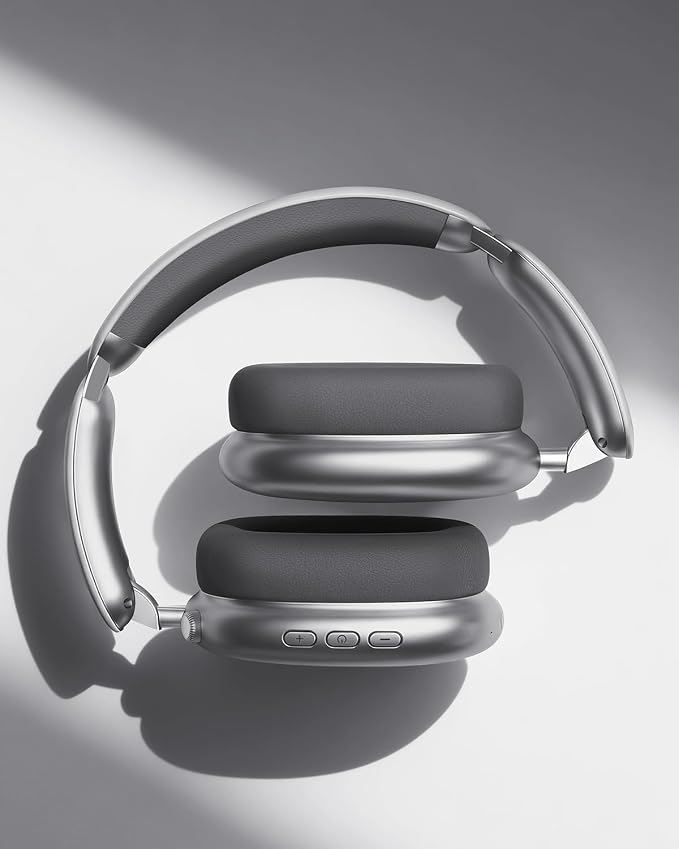 Wentronic Y02 Active Noise Cancelling Headphones, Wireless Over-Ear Bluetooth 5.4 Headphones with Microphone, 60H Playtime, Hi-Res Audio, Big Bass, Foldable Lightweight for Travel Home Office, Grey