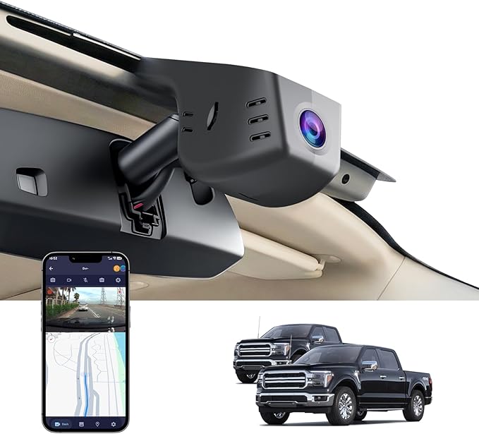 OEM Style Front 4K Dash Cam for Ford F150 2018-2025 & F250/F350/F450 2020-2026 Super Duty,Hidden Design,WiFi & App Control,Loop Recording,G-Sensor,64GB Card