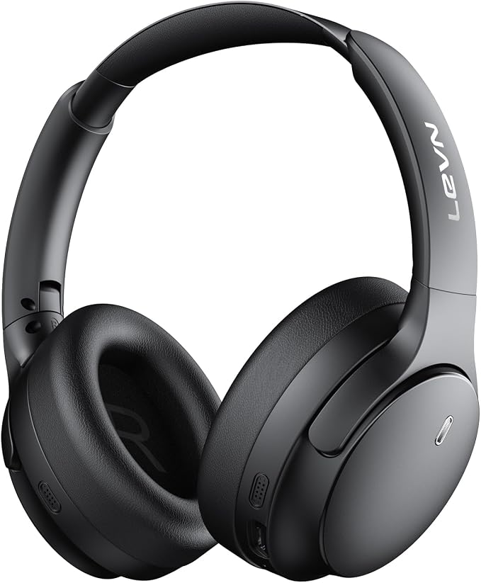 LEVN Hybrid Active Noise Cancelling Headphones, Wireless Headphones Bluetooth 5.4 with Transparent Mode, Hi-Res Audio, Deep Bass, 70H Playtime Over Ear Bluetooth Headset for Work/Travel/Home/Office