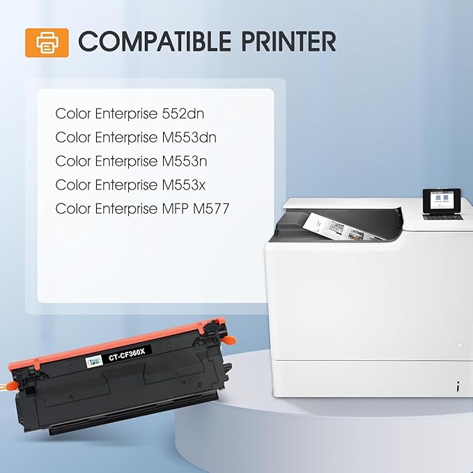 508X 508A M553 Toner Cartridge Set Compatible for HP 508A 508X CF360X CF360A for HP Color LaserJet Enterprise M553 M552 MFP M577 Series M552dn M553dn M553n M553x Printer High Yield New Version 4 Pack