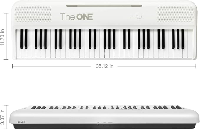 The ONE Smart Keyboard COLOR 61 Lighted Keys Piano Keyboard, Electric Piano for Beginners with 256 Tones, 64 Polyphony, Built-in LED Lights & Apps, Supports USB MIDI/Headphones (White)