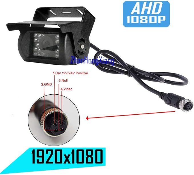 HD 1080P Backup Camera 7" Monitor,4X 4 Pin AHD Car Reverse Rear View Mirror Wired Camera Kit + 7 inch IPS 4-Split Monitor for Bus Truck Trailer RV Heavy Duty A701