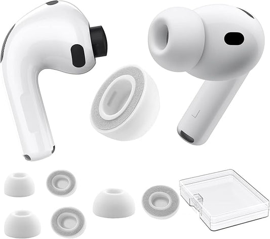 3 Pairs Ear Tips for AirPods Pro 3, Upgraded Memory Foam&Silicone Hybrid Ear Tips, Noise Cancelling Earbuds Cover, Fits in The Charging Case (Grey, Assorted S/M/L)