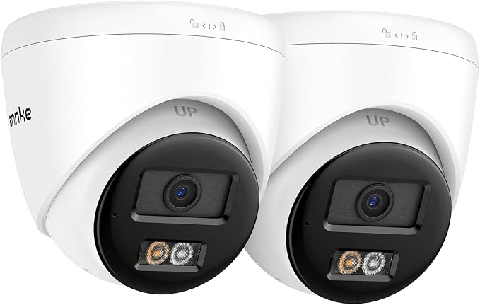 ANNKE C500 2Pcs 5MP IP Security Camera, Red and Blue Light Alarm, Color Night Vision, 2-Way Audio, Outdoor PoE Camera with H.265+, 120dB WDR, 3D DNR, Support Up to 512GB Micro SD, IP67, Remote Access