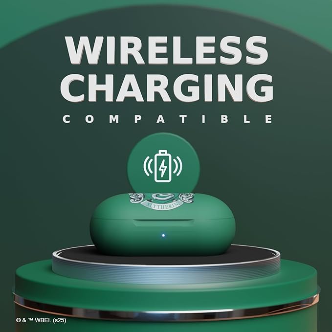 iJoy Harry Potter Slytherin Wireless Bluetooth Earbuds with Charging Case, Built-in Mic, 30 Hr Playtime, Officially Licensed | Harry Potter Gifts for Women, Men, Teens, Kids & All Fans of Slytherin