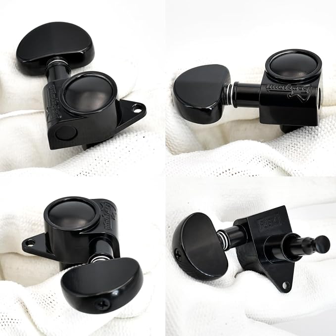 FRETJOYB Guitar Tuning Pegs 3x3 Standard Guitar Tuners Acoustic or Electric Guitar Tuning Keys Replacement 18：1-Black(3R+3L)
