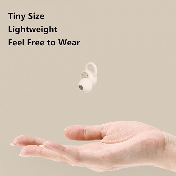 Smallest Invisible Sleep Earbuds, Comfortable Noise Blocking Wireless Headphones, Flat Bluetooth Ear Buds for Side Sleepers, Zero Pressure, No Lights/Alerts, Tiny Hidden Buds for Sleeping Sports