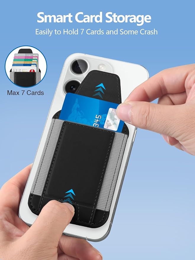 Miroddi for MagSafe Wallet with Privacy Flap, Strongest Magnetic Card Holder for iPhone 17/16/15/14/13/12 Series, Leather Magnetic Phone Wallet, Fit 7 Cards, RFID Blocking, No More Falling, Black