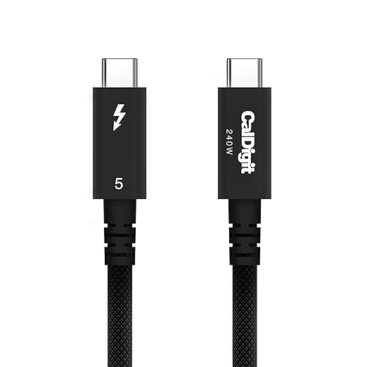 CalDigit Thunderbolt 5 Pro Braided Cable - 120Gbps 240W Power Delivery, Compatible with Thunderbolt 3, 4, USB4 Type C, MacBook Pro, iMac, iPhone 17 Max, Black (0.5m/1.64ft/19.685")