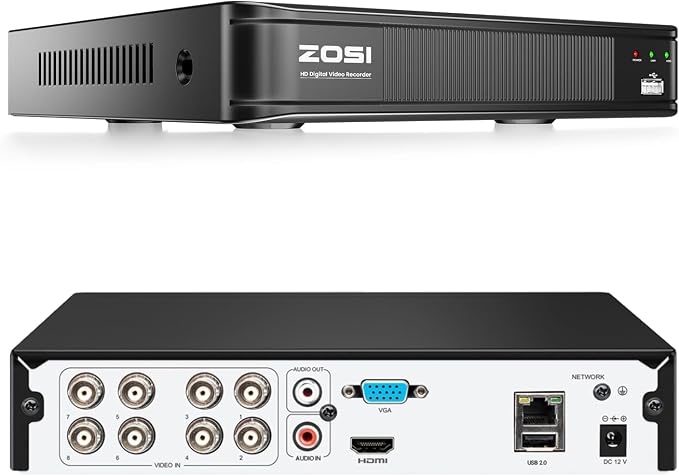 ZOSI H.265+ 5MP 3K Lite CCTV DVR 8 Channel Full 1080p, AI Human Vehicle Detection, Remote Access, Hybrid Capability 4-in-1(Analog/AHD/TVI/CVI) Surveillance DVR for Security Camera (No Hard Drive)