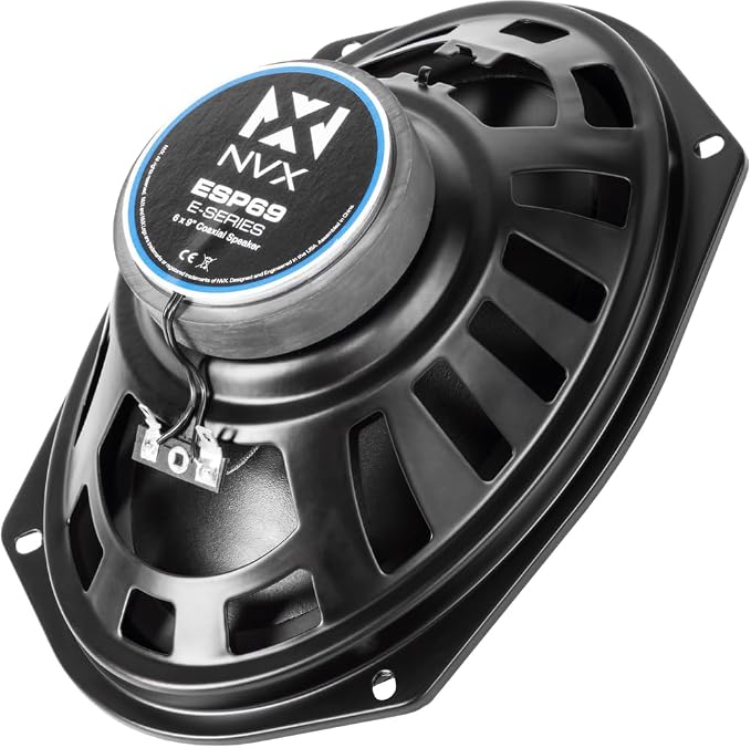NVX® ESP69 6x9 E-Series 2-Way Coaxial Car Speakers, 480W Peak (160W RMS), 13mm PEI Dome Tweeters, Polypropylene Cone, Rubber Surround, 4 Ohm, Easy Installation for Cars/Trucks (Pair)