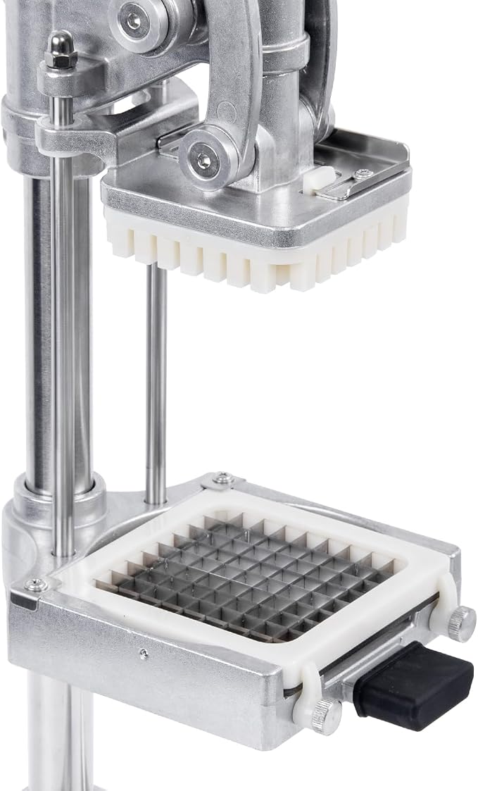 2-in-1 Commercial Juicer & Vegetable Chopper – Heavy Duty Cast Iron Manual Citrus Press with Stainless Steel Food Dicer, French Fry Cutter, 1/2" 3/8" 1/4" Blades for Potatoes
