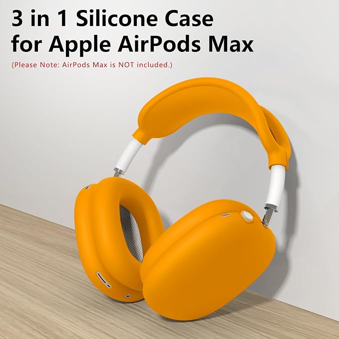 Silicone Case Cover for AirPods Max Headphones,Ear Pad Case Cover/Ear Cups Cover/Headband Cover for AirPods Max 2/1 (2026/2024/2020)(USB-C/Lightning),Silicone Accessories for Apple AirPod Max 2,Yellow