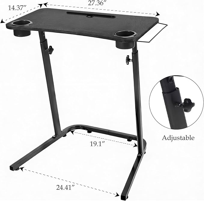 VTORY Treadmill Desk – Adjustable Desk for Walking Pad, Stable & Heavy-Duty Height 30"-47", Portable Walking Pad Desk Table Stand for Home Office & Work with Installation Guide (Black)