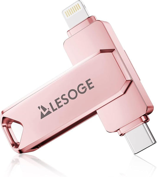 MFi Certified Flash Drive 256GB for iPhone Photo Stick Thumb Drive, High Speed USB Memory Stick iPhone Flash Drive for Photos Videos, External Storage Jump Drive for iPhone/iPad/Android/PC (Pink)