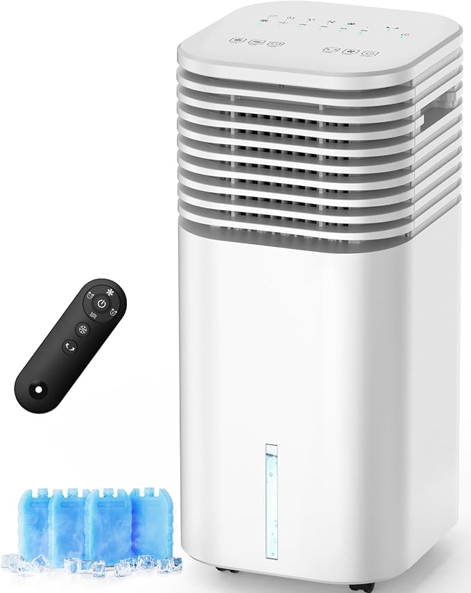 FANCOLE Windowless Portable Air Conditioners with 4Modes & 3Speeds, 15H Timer for Smart Auto-off, 2Gal Tank for 20H Cooling, Evaporative Air Cooler 17 FT Remote, 120° Swing Swamp Cooler No Hose Needed