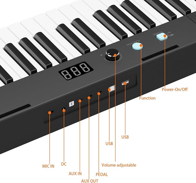 61 Keys Piano Keyboard Set, Electronic Digital Piano with Built-in Speaker Microphone, Portable Keyboard Gift Teaching for Beginners, Electric Piano for Birthday Gift
