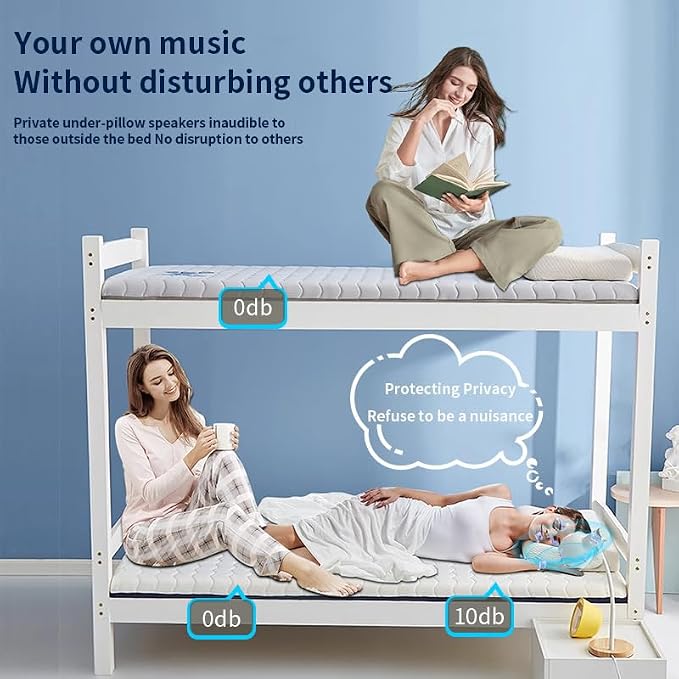Micool Bone Conduction Sleep Speaker - 15H Battery, Bluetooth 5.3 & TF Card Mode | Under-Pillow Design for Private Music & Soothing Sleep (Silver-Gray)
