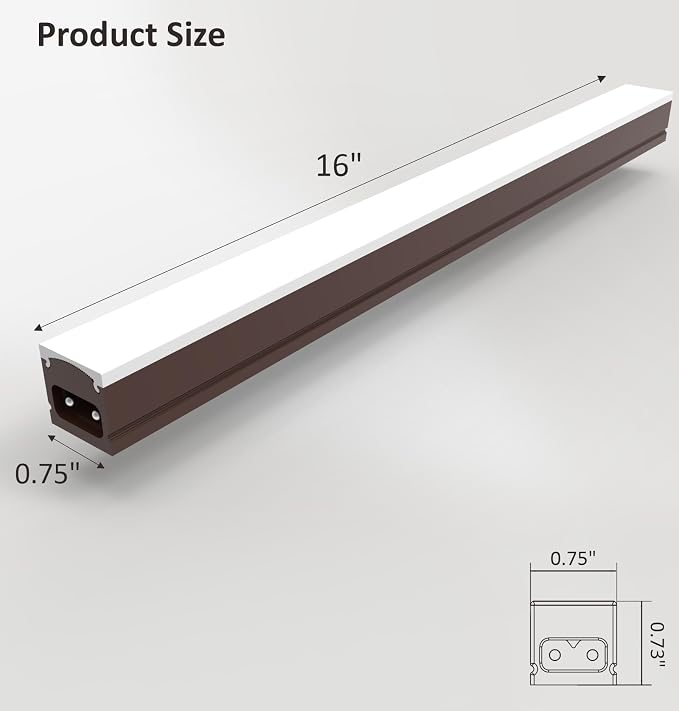 Leetdud Under Cabinet Lighting Plug in, 16 Inch 1 Pc, Linkable AC120V 3CCT 3000K/4000K/5000K Ultra Slim, LED Under Cabinet Lights for Counter Light, Kitchen, Shelf, Sink, Workshop, Desk, Bronze