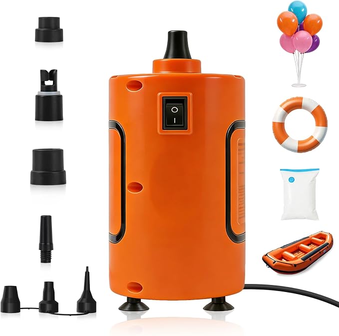 Balloon Pump Electric, Portable Balloons Inflator Air Pump, 110V Small Electric Balloons Blower Machine Corded for Latex Foil Balloon Arch Garland Party Decorations Supplies(Orange)