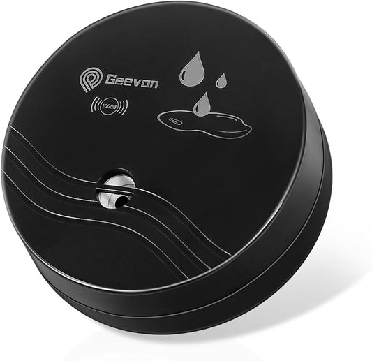 Geevon 1 Pack Water Leak Detectors, 100dB Water Sensor Alarms Flood Detector for Basements, Bathrooms, Laundry Rooms, Kitchens, Garages, and Attics, Water Alarms Battery-Operated (Battery Included)