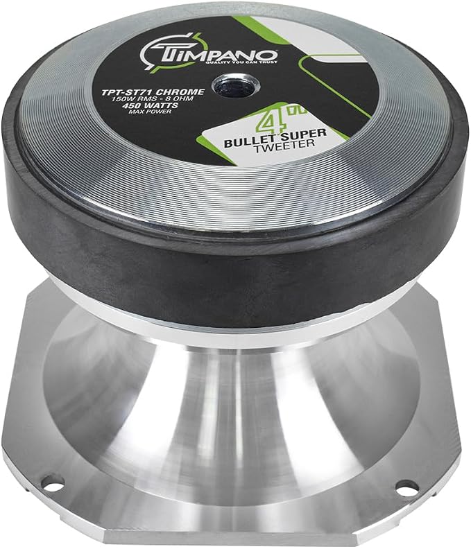 Timpano Super Tweeter 4 Inch TPT-ST71 Chrome, 8 Ohm, 900 Watts Max, 108 db, High Sensitivity, PRO Audio Bullet Super Tweeters (Pair)