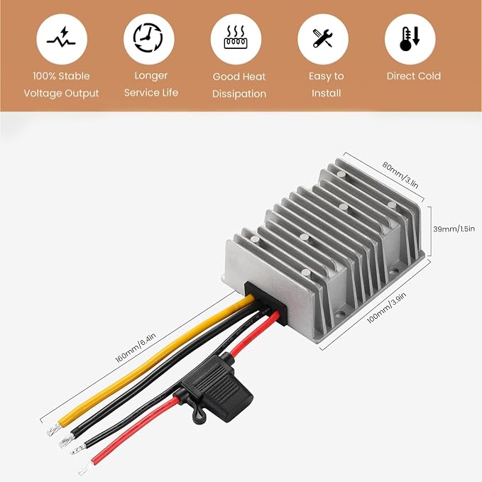 DC 40A 480W 24V to 12V Step Down Converter 12v Buck Converter DC Transformer with Fuse Reducer Power Supply for Vehicle etc