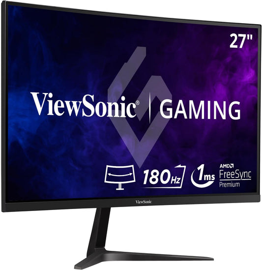 ViewSonic VX2718-2KPC-MHD 27 Inch Curved 1440p 1ms 180Hz Gaming Monitor with FreeSync Premium, Eye Care, HDMI and Display Port