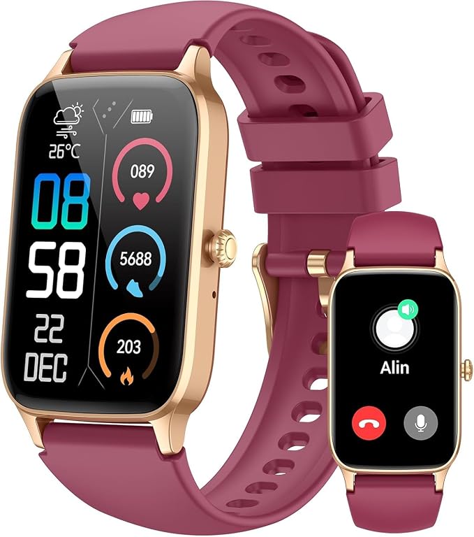 Jugeman Smart Watch for Men Women, 1.57" Smartwatch (Answer/Make Call), Fitness Tracker Red
