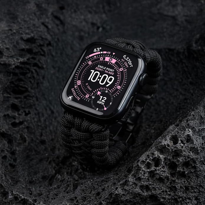 Tefeca Titan Series Paracord Band Compatible with Apple Watch Ultra 2/49mm, Series 10/46mm, 9/8/7/45mm, SE2/SE/6/5/4/44mm, and 3/2/1/42mm