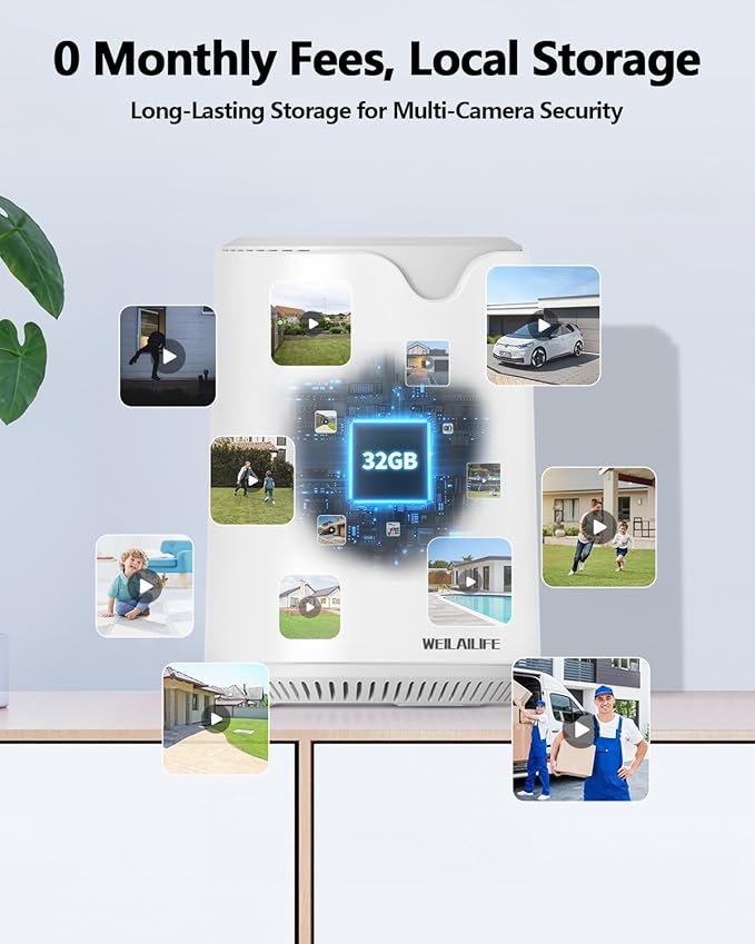 WEILAILIFE 【Auto Tracking & 2-Way Audio】 Security Cameras Wireless Outdoor, Solar-Powered PTZ Security Camera System, WiFi Home Video Surveillance Systems DVR Kits