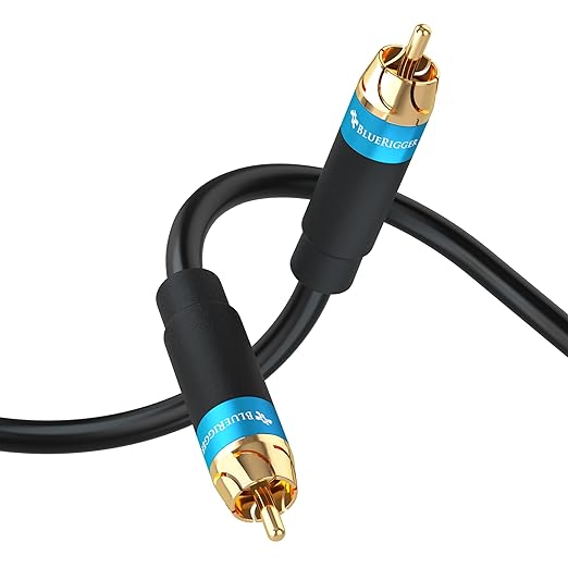 BlueRigger Subwoofer Cable 25FT (Dual Shielded RCA Cables for Subwoofer) Gold Plated, RCA Male to Male – Subwoofer RCA Cable for Amplifier, DAC, Receiver, Home Theater, HDTV, Soundbar