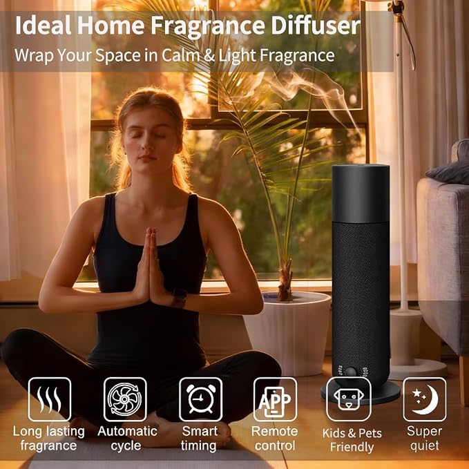 Smart Scent Air Machine for Home, Waterless Essential Oil Diffuser with Roy Tranquility Oil Set for Hotel and Commercial Use, Covers Up to 1000 Sq.Ft, Quiet Aromatherapy Machine for Hotel, Spa