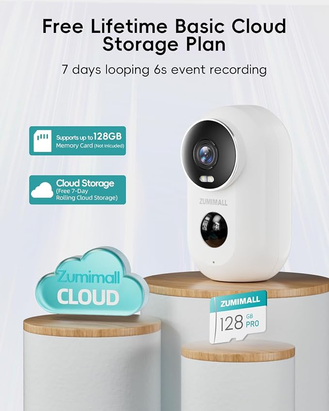 ZUMIMALL Security Cameras Wireless Outdoor, 4 Packs, 2K Cameras for Home Security, Outdoor/Indoor Camera Battery Powered, 2.4G WiFi, Magnetic Mount,3MP Color Night Vision/Siren/PIR/AI/Cloud/Alexa