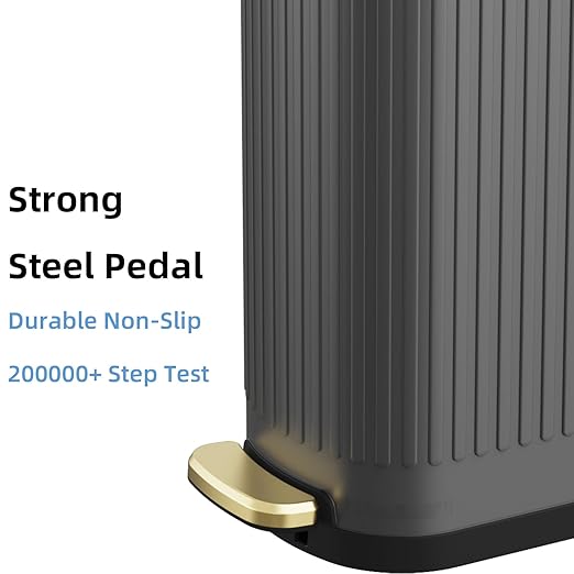 KSSKSS 2.6 Gallon Slim Bathroom Trash Can with Soft Close Lid, 10L Stainless Steel Garbage Can with Removable Liner Bucket, for Narrow Spaces, Bathroom, Bedroom (Gray)