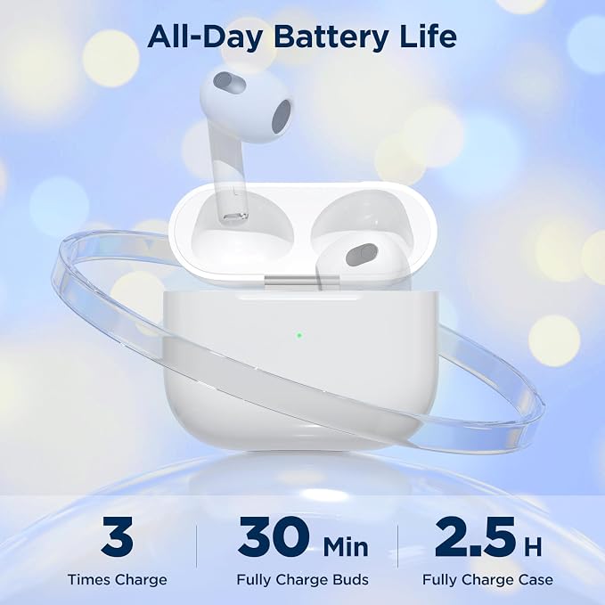 Wireless Charging Case for AirPods 3rd Generation | Replacement Charger Case with Bluetooth Pairing Sync Button, 660mAh Fast Charging, L-Port & Wireless Charging