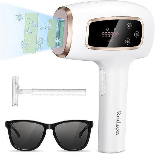 Ipl Laser Hair Removal ，Hair Removal Device with Painless Care Function for Women ，IPL Hair Remover for Facial Armpits Legs Arms Bikini Line (Purple) (White)
