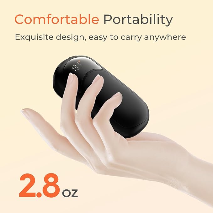 Hand Warmers Rechargeable, 10 Pack Electric Hand Warmer with Gift Box, LED Battery and Temperature Display, Quick Heating Portable Pocket Heater, for Men Women, Camping, Hunting Black