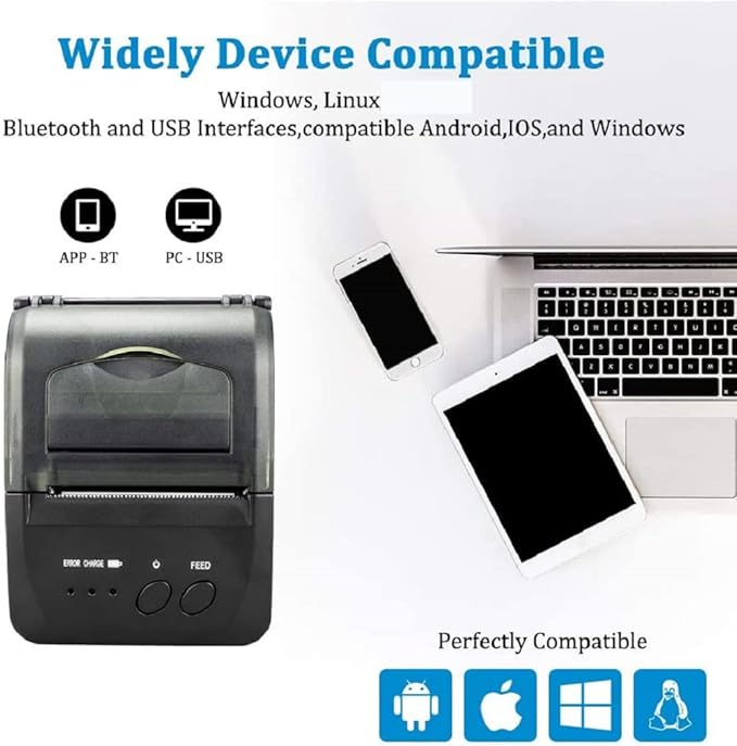 NETUM Bluetooth Receipt Printer, 58mm Mini Thermal POS Printer Portable Personal Bill Printer 2 inches for Restaurant Sales Retail Compatible with Android