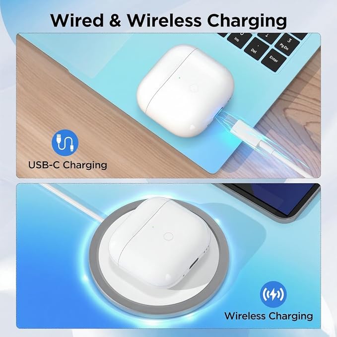 Wireless Charging Case Compatible with AirPods 4th Gen, AirPods 4 Generation Charger Cases Replacement with USB-C Port & Bluetooth Pairing Sync Button